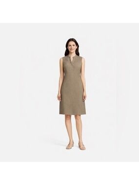 LYNN CANTIN Linen Sleeveless Dress Fully Lined Side Hidden Zipper US Sz 10